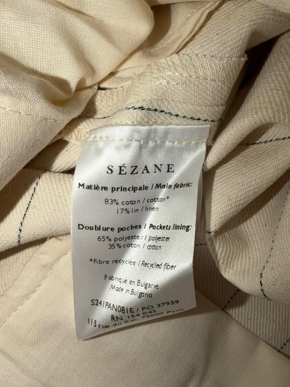 Pant rodriguo rayure noire fond ecru sezane - Picture 5 of 6